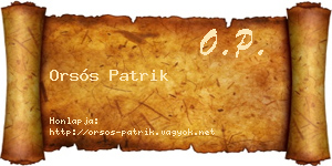 Orsós Patrik névjegykártya